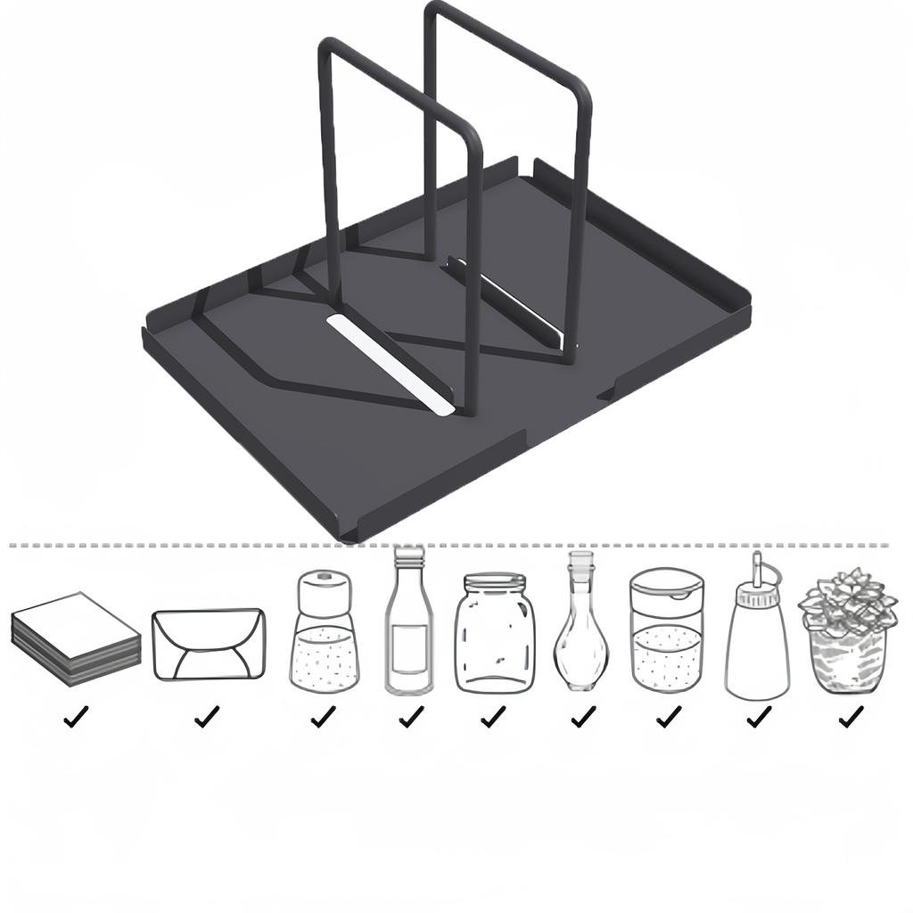 Metal Napkin Holder forTable with Salt and Pepper Shakers Caddy,Napkin Storage Dispenser for Kitchen DinnerTable and Picnic Deco