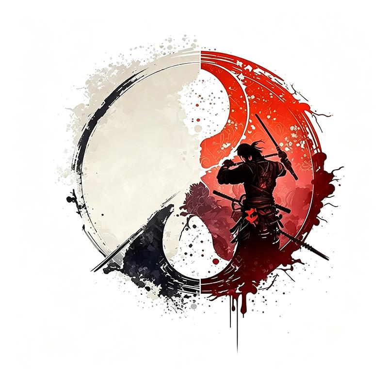 Para Samurai Yin Yang Estilo Japonés Tinta Ronin Pegatina de Coche Impermeable Dibujos Animados Pegatinas de Personalidad Decoración Resistente a los Arañazos SH1220