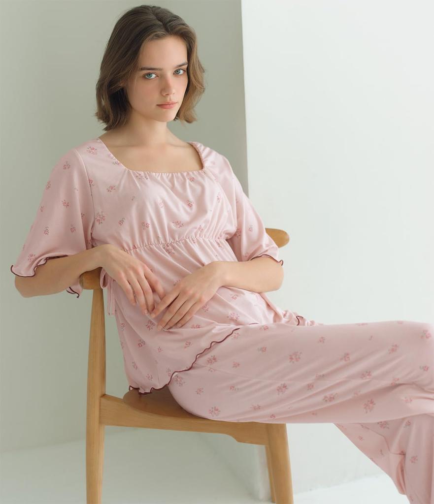 Peach John Soft Floral Short Stylish Summer Flared Cut and One Size Loungewear, Print, Sleeves, Cute, Pajamas, Sewn, Pink,