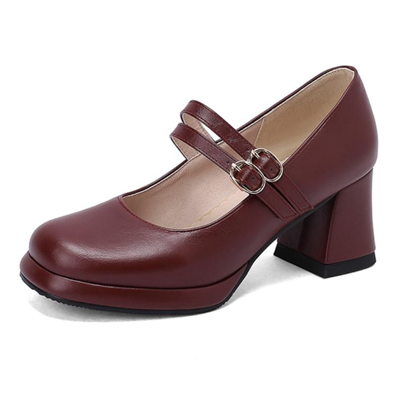 

Элегантные женские туфли на высоком каблуке Мэри Джейн Модные туфли с ремешком Черные Телесные Красные На каблуке Вечерние Свадебные туфли Женские туфли-лодочки 2025 Новые 39 вино красного