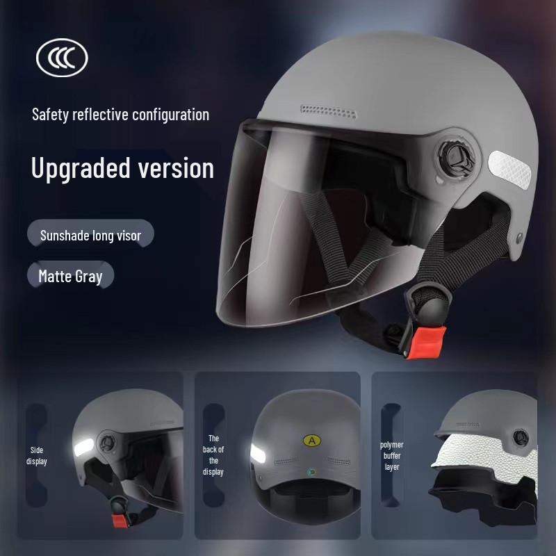 New Standard Smiley Helmet for Electric Bikes - Summer Sun Protection, Half-Face Design.