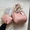 Large-capacity Solid Color Bag Women's 2025 New Simple Casual Bow Single Shoulder Mother and Child Tote Bag