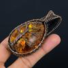 Baltic Amber Pendant, 999 Copper Wire Wrapped Gemstone Jewelry, Handmade Pendant For Mother Day