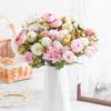 7 Head Rose Artificial Flowers 32cm Hydrangea Hybrid Bouquet Silk Fake Flower for Home Garden Wedding Decor, 1pc