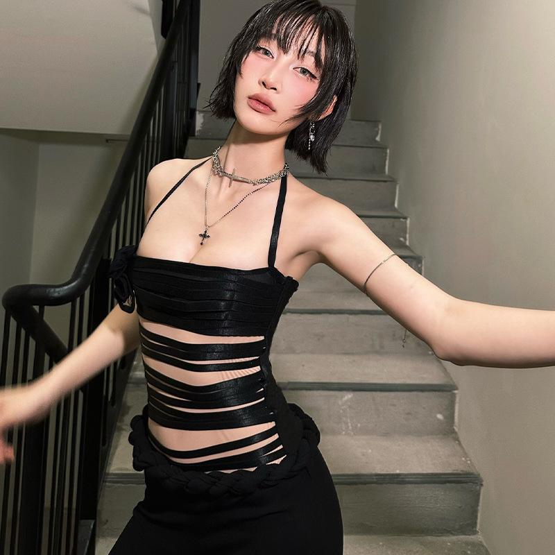 

Холтер Холтер Аппликация Полый Бандажный Жилет M чёрный