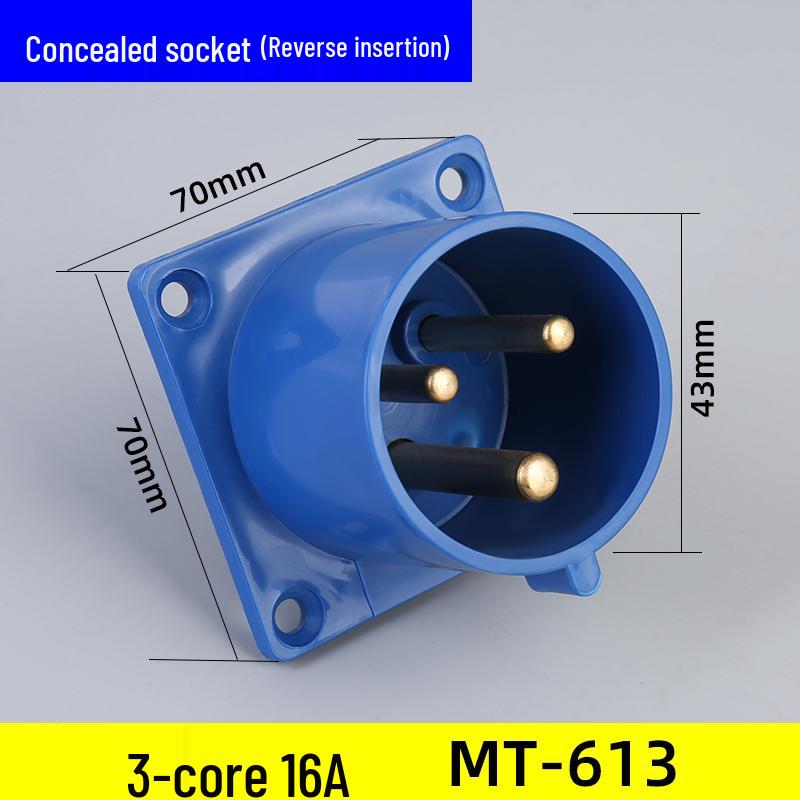 Waterproof Industrial Aviation Plug Socket: 16/32A Three-Phase Connector, 3-5 Pin, Recessed/Surface Mount Options