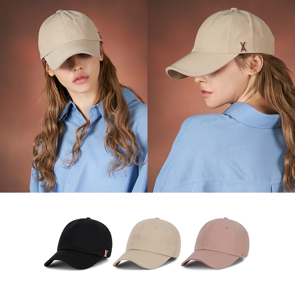Rose Gold Stud Over Fit Ball Cap Beige [VARZAR]