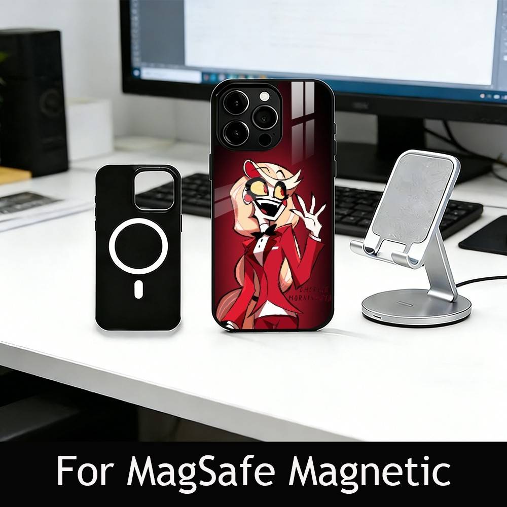 H-Hazbin C-Charlie Phone Case For iPhone17,16,15,14,13,12,11 Plus,Pro Magnetic with Magsafe Wireless Charging