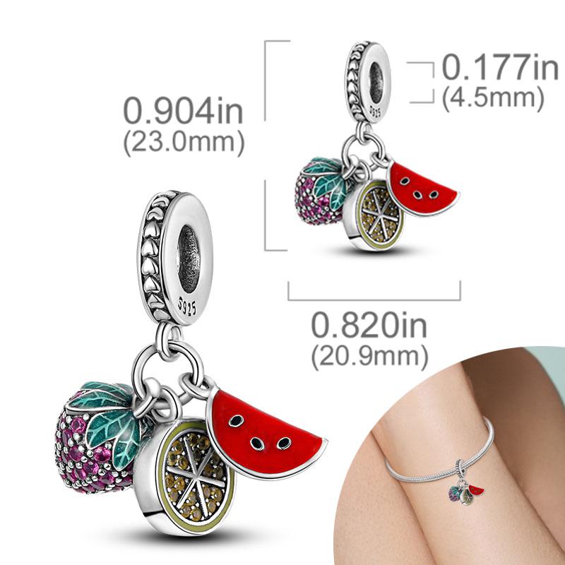 New Copper Plated Red Charms Beads Coffee Cherry Charm Pendant Fit Original Bracelet Diy Women Jewelry Accessories