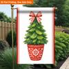 2D Flat, 2D Flat Printing Garden Flag 1pc, Christmas Tree Gift Durable Single-Sided Print Yard Flag, Garden & Home Holiday Decoration, 29.97x44.96 Cm,