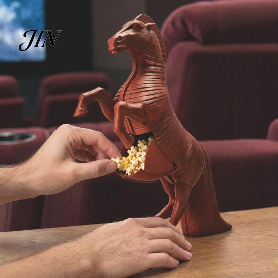 Trojan Horse Popcorn Container 3D Printed Standing Figurines Containers, Modern Desk Figure, Dual Use Snack And Decor Box Sculpture Bucket for
