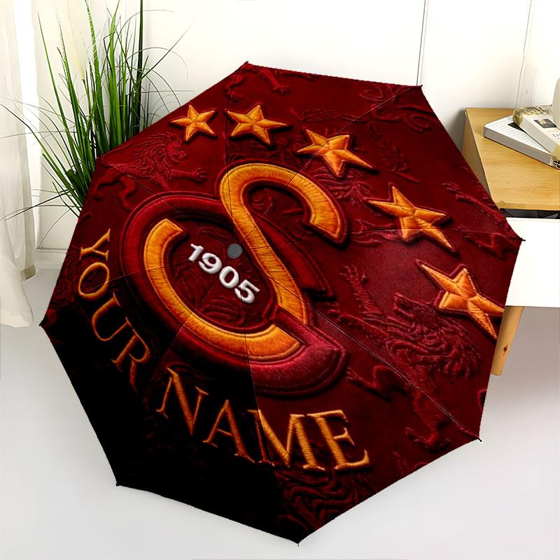 1 PC Automatic Folding Umbrella - Galatasaray S Custom Name Pattern, Portable & Foldable Design with 8 Ribs, Christmas Birthday Gifts