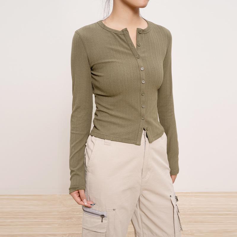 New Women's Long-Sleeve Round-Neck Cardigan: Casual, Lightweight Rayon Knitwear for Autumn and Winter