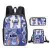 New Stitch Backpack, Stitch Three Piece Set, Elementary School Printed Cartoon Backpack, Shoulder Bag, Pencil Case Set