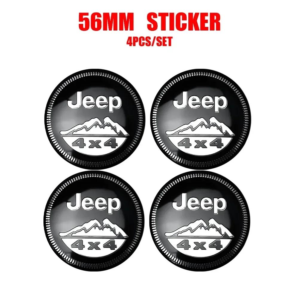 4Pcs Car Wheel Rim Center Hubcap Sticker Styling for Jeep Compass Patriot Grand Cherokee Wrangler JL Commander Renegade Liberty AMV1