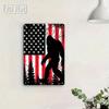Bigfoot Metal Tin Sign American Flag Rustic Wall Decor Man Cave Gift