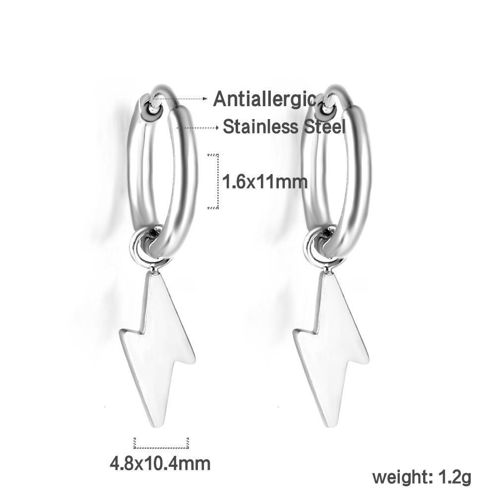 Niche Circle with Lightning Bolt Cross Heart Drop Earrings Stainless Steel Jewelry Earrings for Girls Personality Fashion