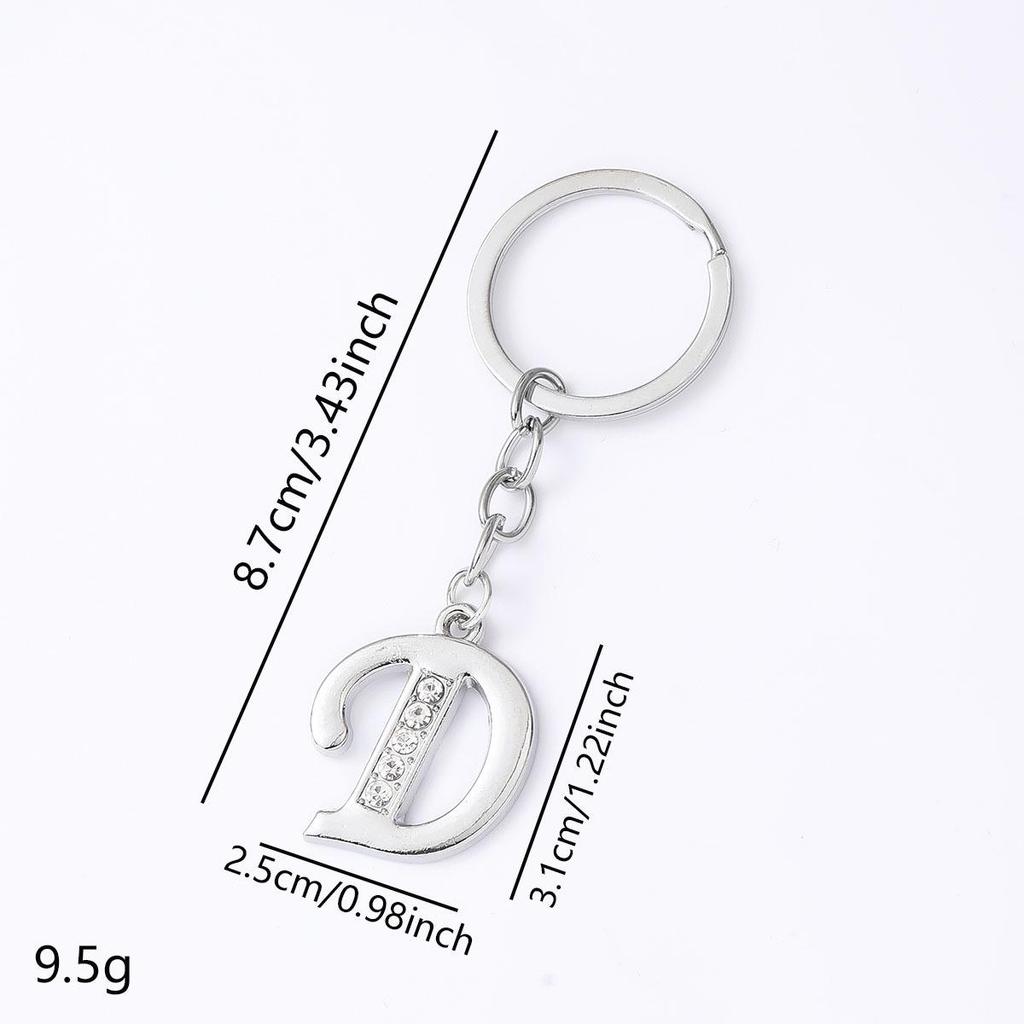 Creative Rhinestone Initials Metal Keychain – Korean Style Car Keyring Party Gift.