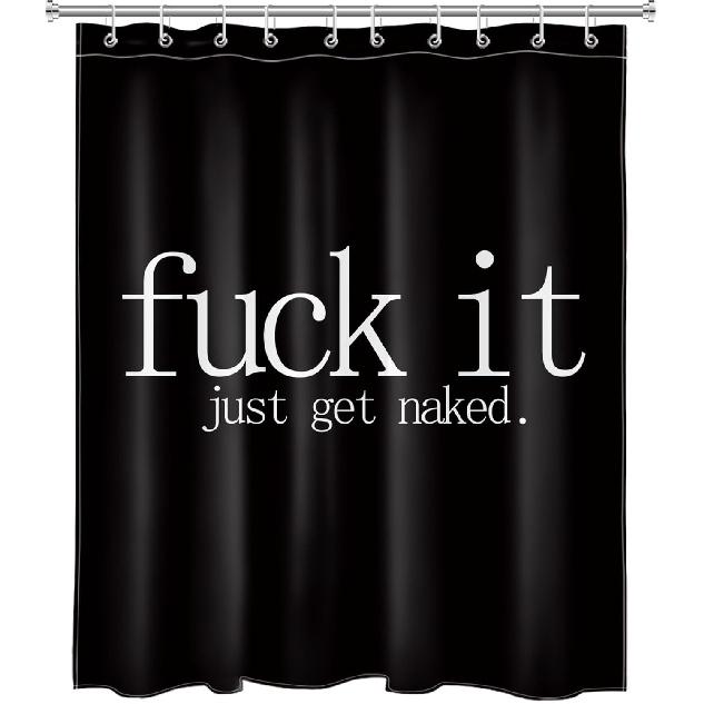 LB Fuck IT Get Naked Shower Curtain Black and White Funny Shower Curtains for Bathroom Decor Waterproof Polyester Fabric 60x72 inch Bathroom Set with