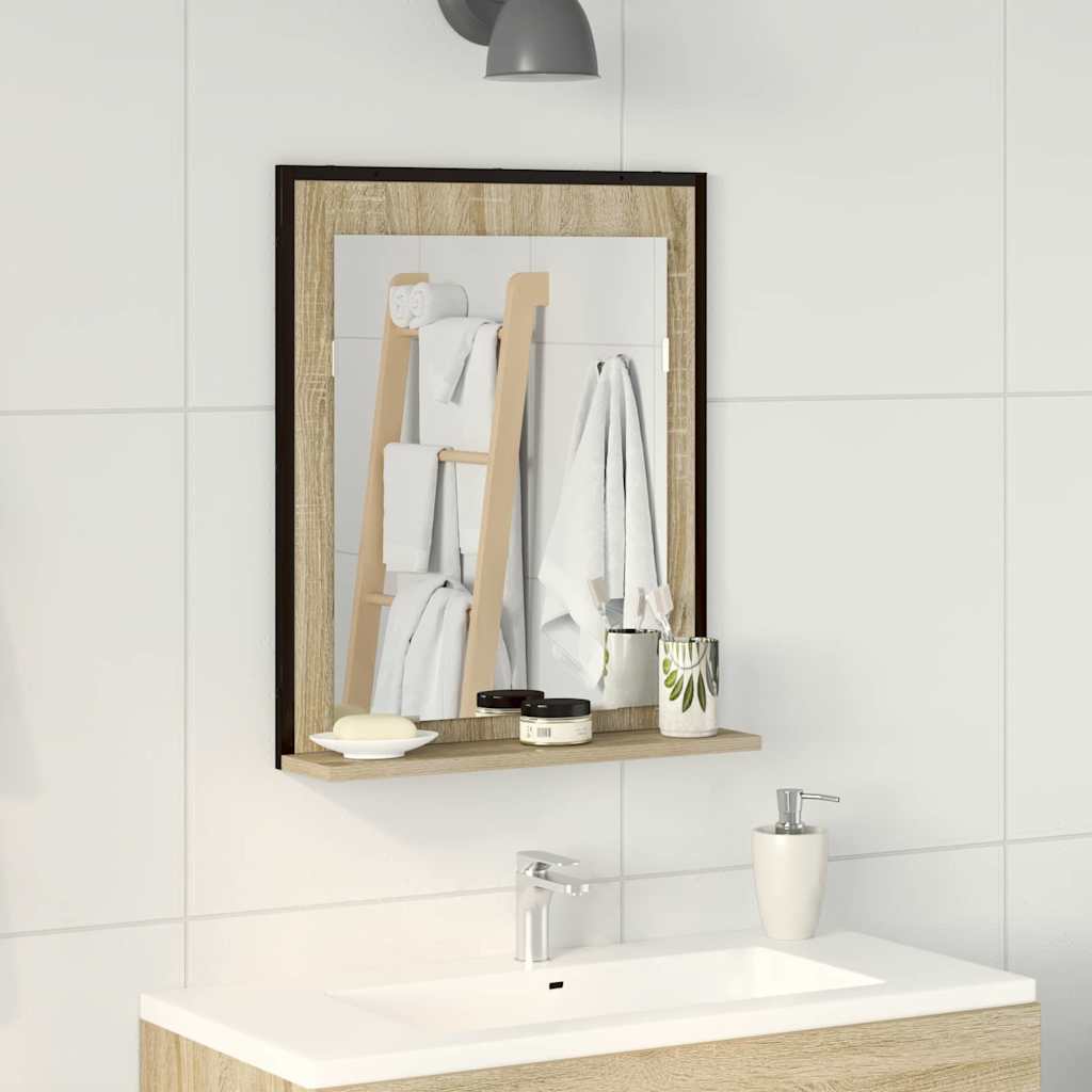 vidaXL Badezimmer Spiegel mit Regal Schwarz 50 x 12 x 60 cm schwarz