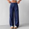 Blue Striped Loose Wide Leg Casual Commute Long Pants For Women