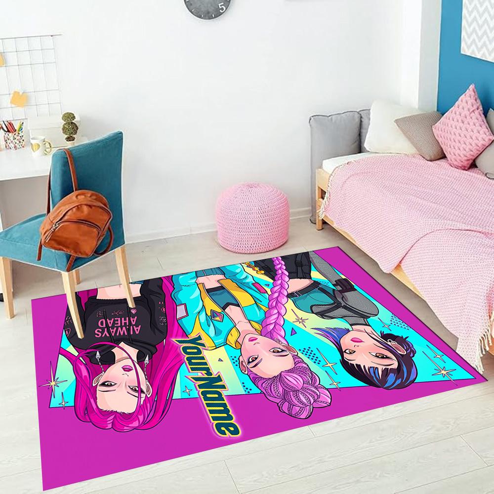 Ragazze Cacciatrici di Demoni (4) Personalizza il tuo tappeto con nome, cuscino per sedia da ufficio, regalo per camera da letto, soggiorno di casa.