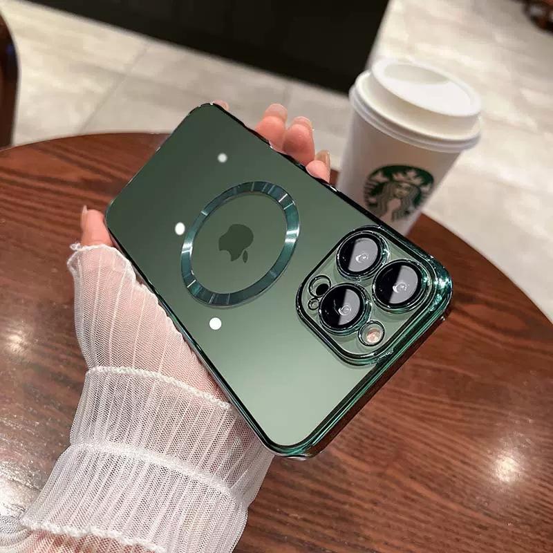 Applicable To IPhone 16 Electroplated Magnetic Phone Case Apple 15pro Full Package Lens Film 14 Transparent PC Protection Case