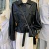 Stylish Black Biker Jacket Women Spring Cool Chic Leather Coat Fashion Outerwear Trendy