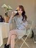 Chic Color-Block Striped Short Dress with Irregular Strap and Waist-Cinching Design