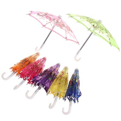 Mini Kinder Chinesischer Vintage Handgefertigt Spitze Bestickt Schirm Tanz Hochzeitsrequisite