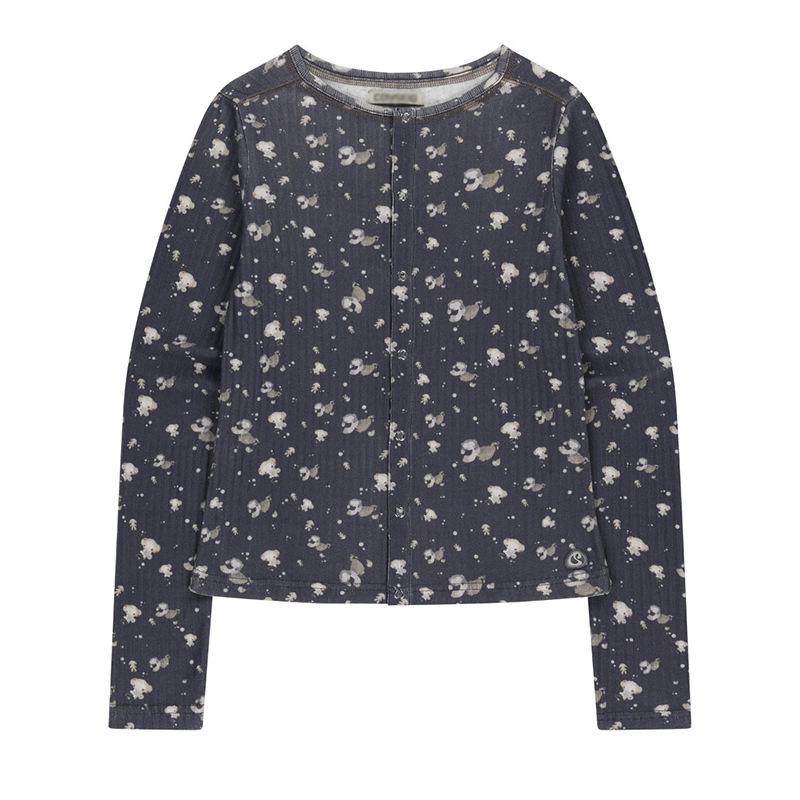 

В наличии Корейский Кардиган с Цветочным Принтом, Однобортный, с Длинным Рукавом, Приталенный, с Круглым Вырезом, Коллекция Осень 2025. One Size темно-синий