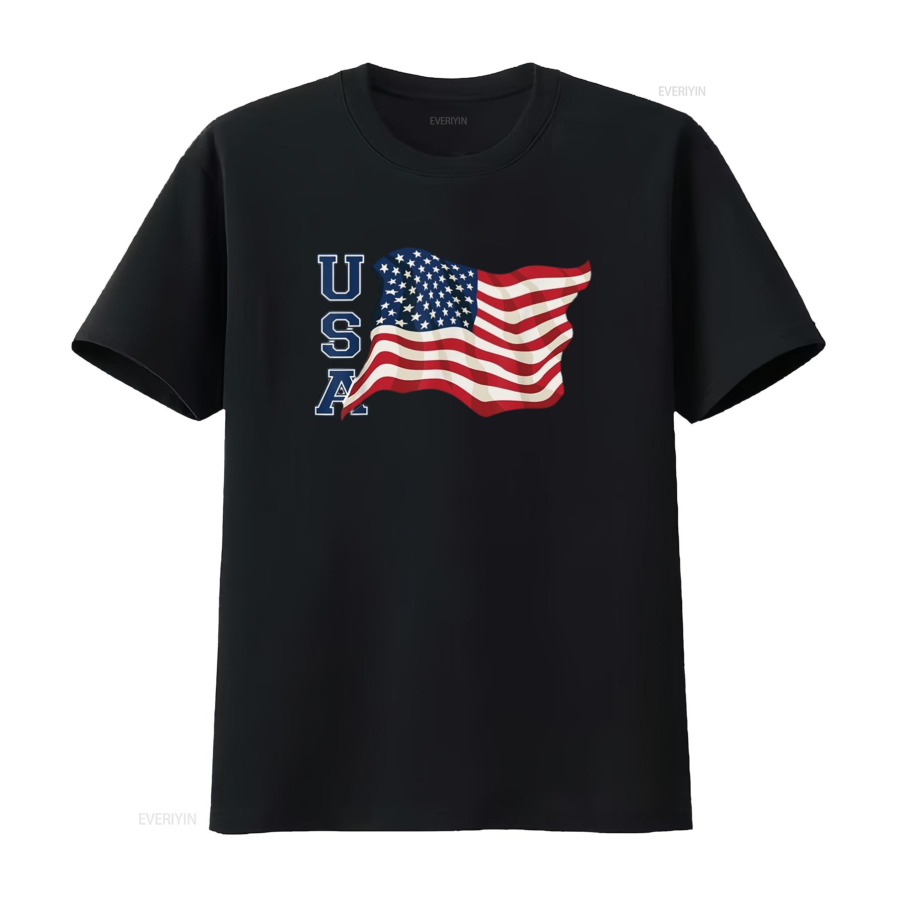 

Mens Usa Patriotic Waving American Flag Design T Shirt White 4X Large vintage Washed Slightly fashion Breathable Comfortable 4XL