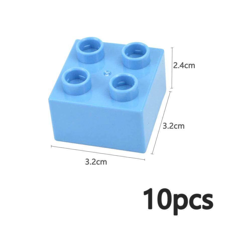 10Pcs 2X2 Dot Big Size Colorful Building Blocks Large Figures Thick Print Brick Toys Educational for Kid Compatible with Duploes
