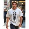 Design Designer Illustration Contemporary Style White T-Shirt Unique Print Casual Breathable - 100% Pure T-Shirt Regular Fit Classic Round Neck