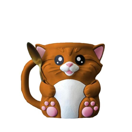 Cat Ice Cream Pint Holder with Spoon Reusable Pint Sleeve for Ice Cream Soda Beer Cans Holder Comfortable Grip Dessert Table Accessory