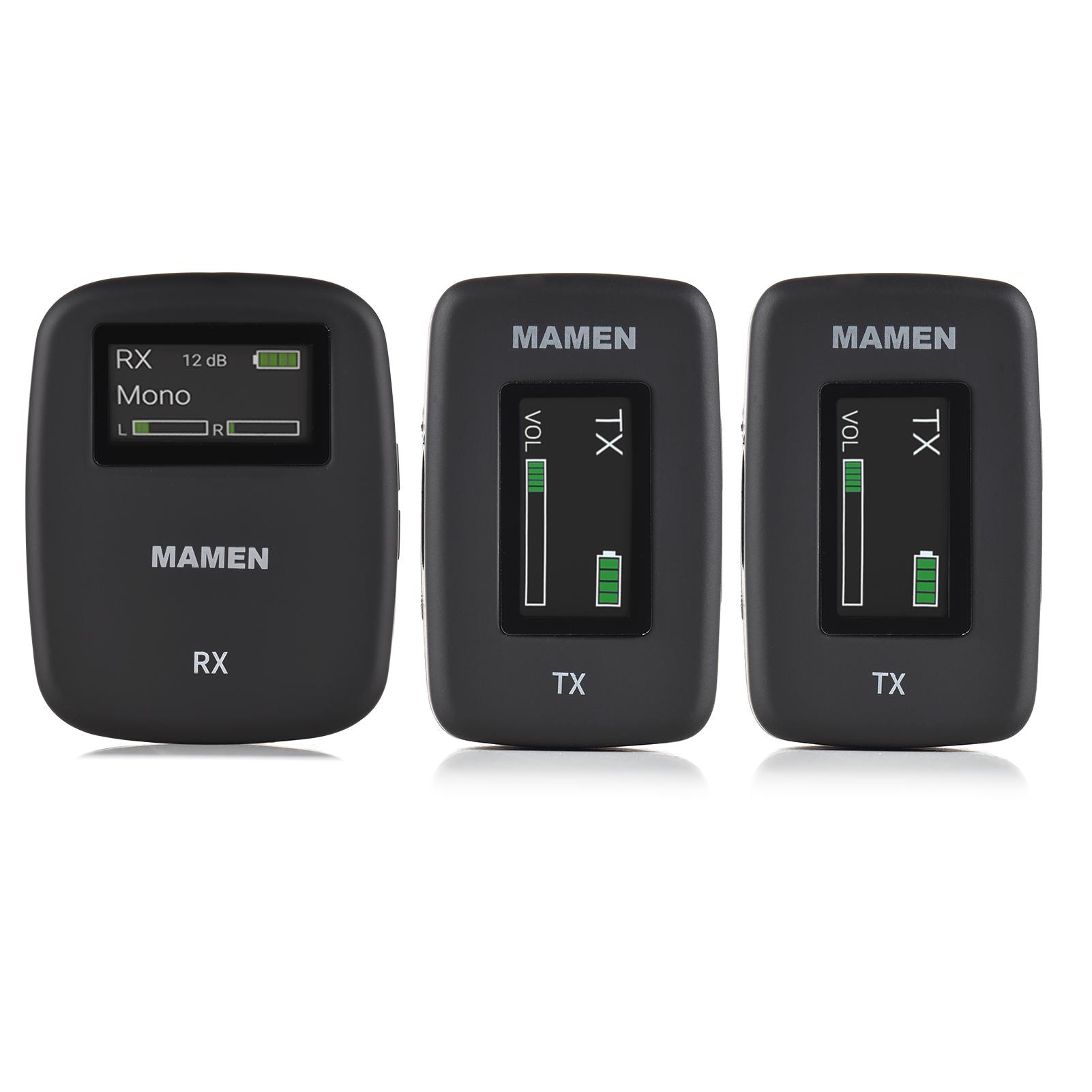 

Беспроводная микрофонная система MAMEN SMW16 OneTriggerTwo 2.4G(2 передатчика и 1 приемник) Клипон