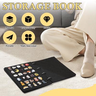 3 Stück Filz Anstecknadel Brosche Ausstellungs-Aufbewahrungsbuch 6 Seiten Schuhanhänger Organizer Broschüre mit 180 Löchern DIY Abzeichen Anhänger Binder Organizer