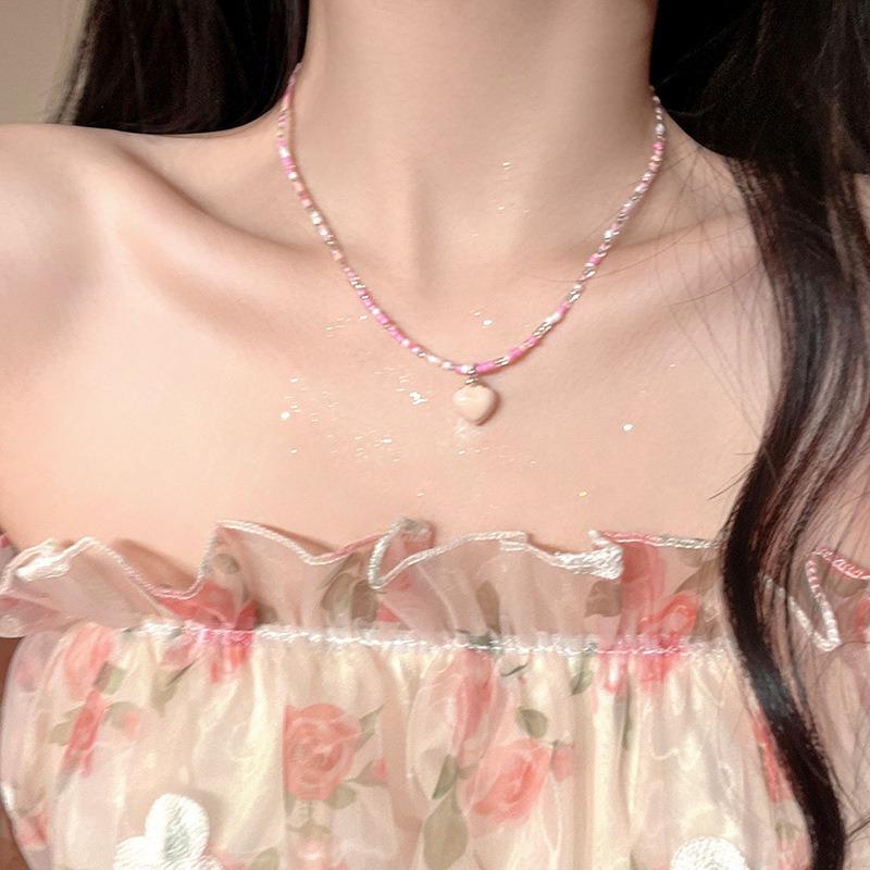Dopamine Necklace: Candy-Colored Beaded Clavicle Design for Women - Sweet & Cool Internet Celebrity Jewelry