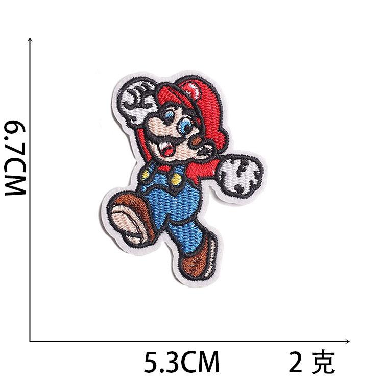 New Cartoon Mario Embroidery Cloth Sticker Anime Embroidery Label Game Character Computer Embroidery Chapter Boy Bag Patch Sticker