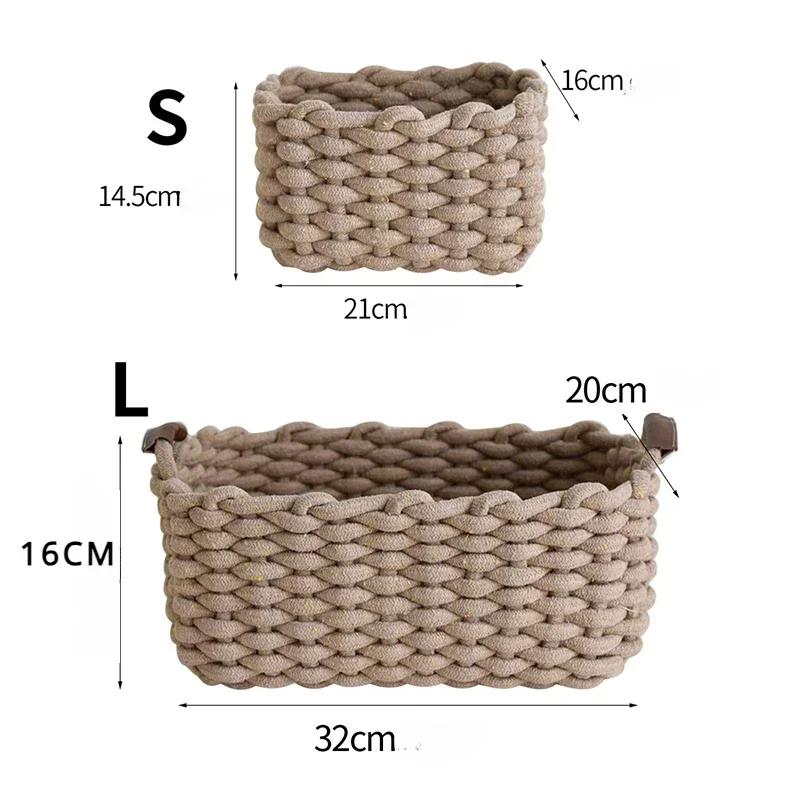 Nordic Style Handmade Cotton Rope Woven Storage Basket Sundries Clothing Cosmetic Organizer Book Toy Desktop Storages