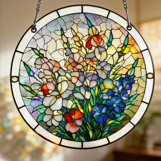 Acrylic Jigsaw Puzzle Suncatcher Window Hanging Kit, Stained Glass Style DIY Puzzles Home Garden Decor, Birthday Gifts for Women, Wife, Aunt, Mom