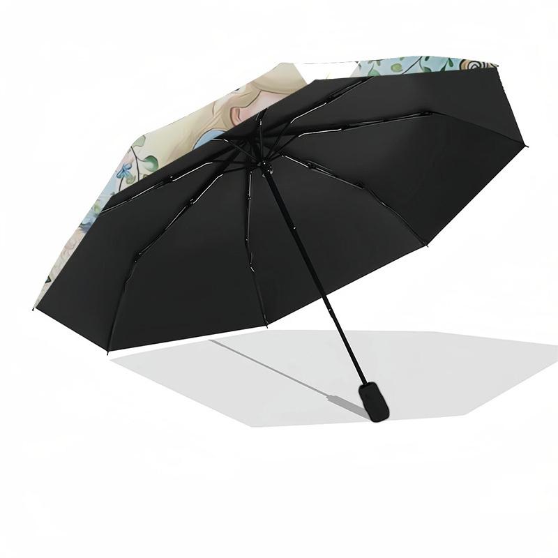 Alice, Wonderland Themed Automatic Opening and Closing Umbrella, Brightly Colored 8-rib Portable Umbrella, Suitable for Men and Women, A Perfect Gift