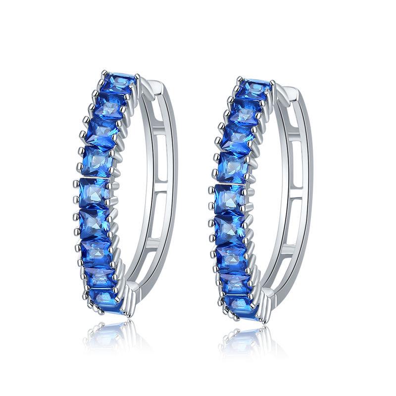 Women Fashion Simple Circle Hoop Earrings Fashion Crystal Metal Round Earrings