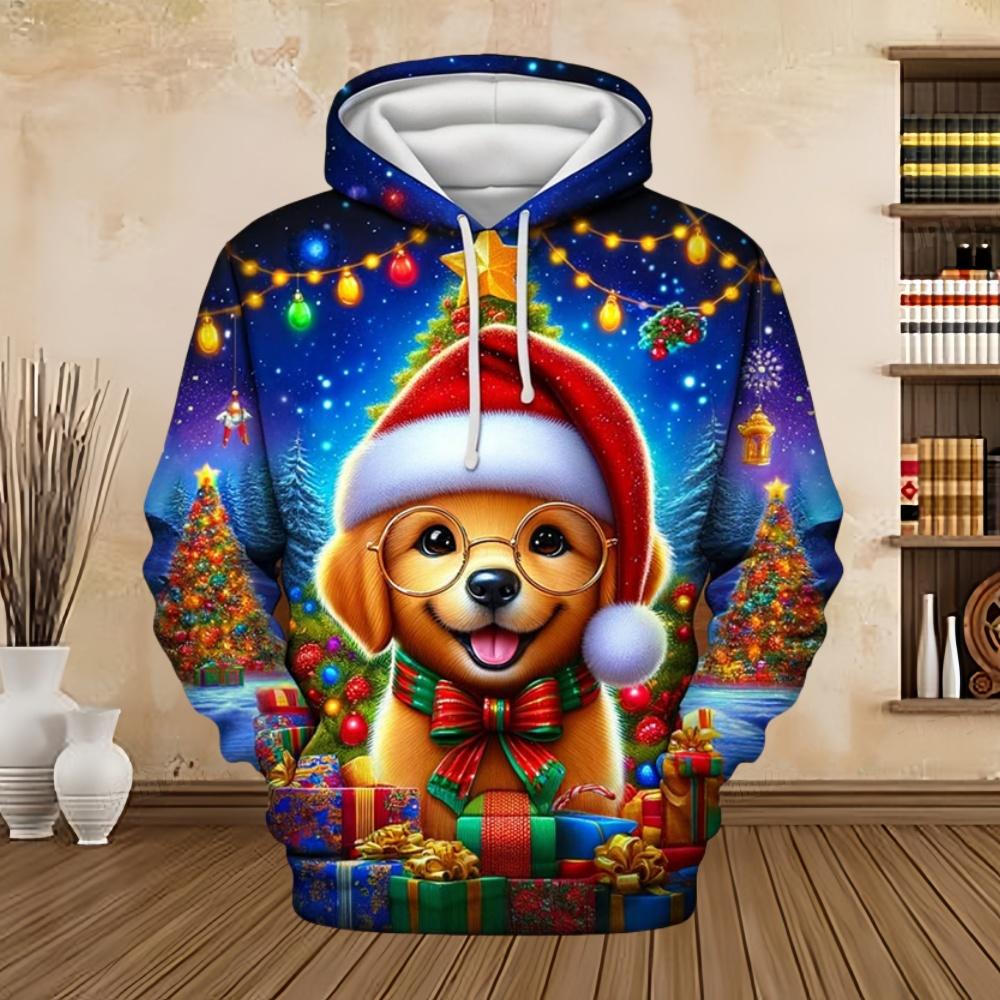 Merry Christmas Cat 3D Printed Men's Snowman Hoodie Streetwear Loose Pullover Sweatshirt Top