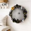 Fireplace Mantel Decoration Halloween Spider Web Wreath, Spooky Vine Branch Wreath with Ghost Castle Door Hanger Bat for Front Door, Farmhouse,
