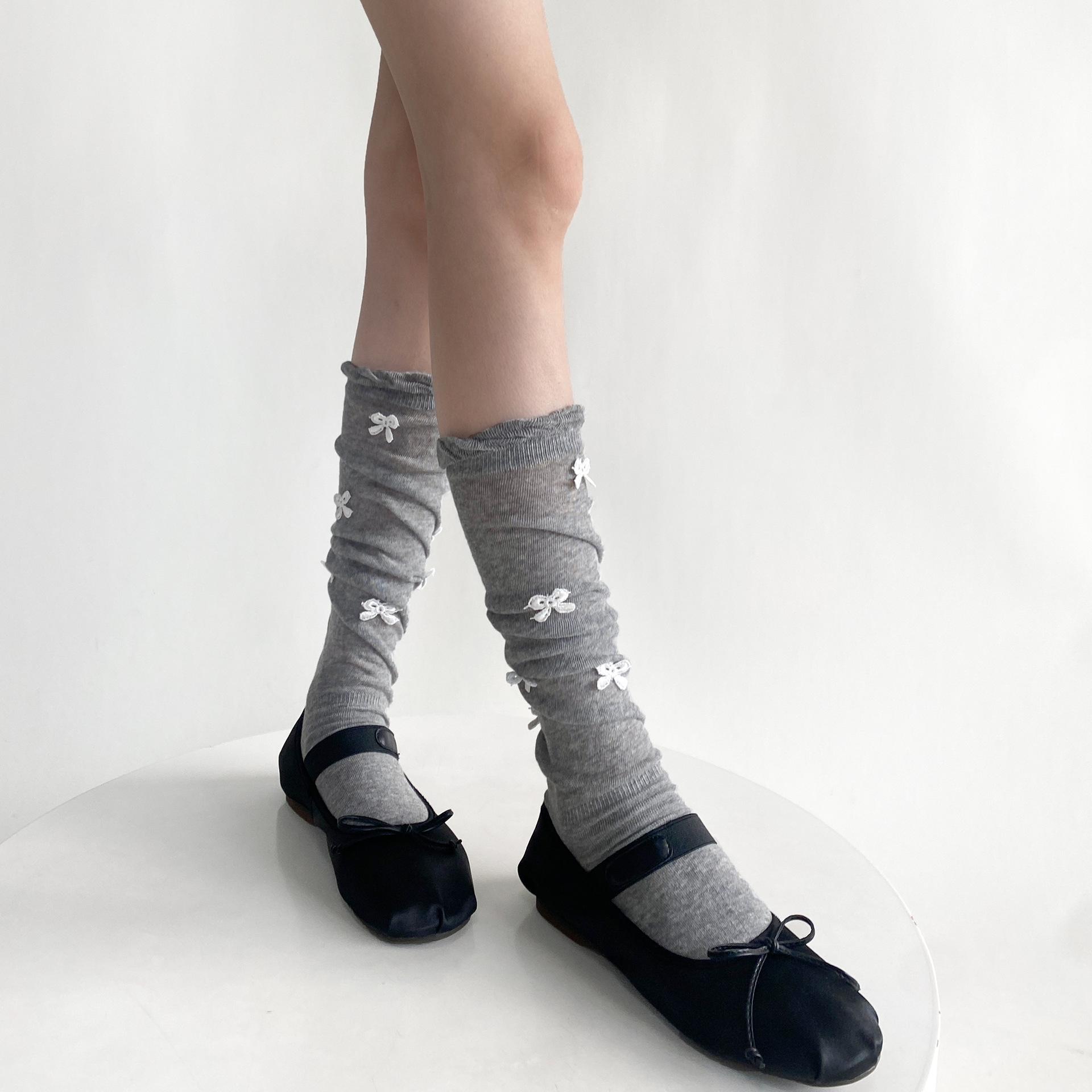 

Женские чулки JK Lolita Kawaii Bow, милые гольфы для девочек, женские чулки в балетном стиле, однотонные свободные длинные носки, чулки