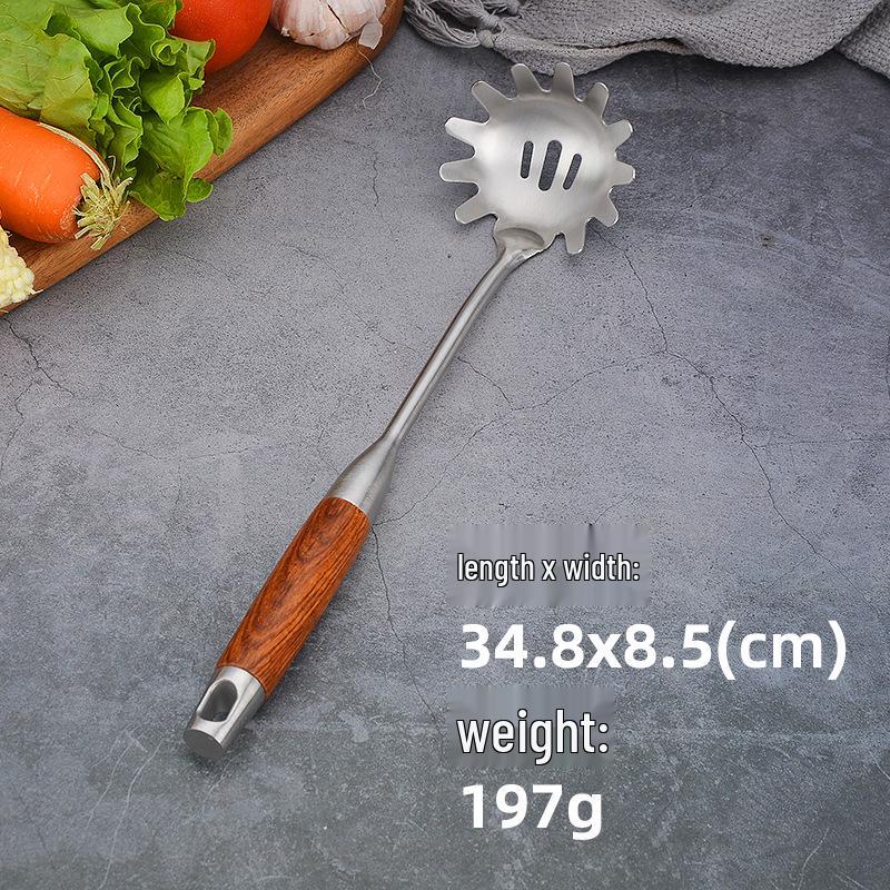 304 Edelstahl Palisander Küchenutensilien-Set: Wok-Schaufel, Anti-Verbrühungs-Hohlgriff Schlitzlöffel, Bratpfannenwender