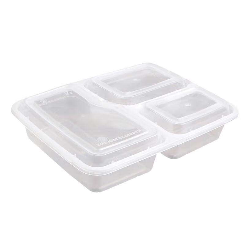 Disposable 3-Compartment Plastic Food Containers