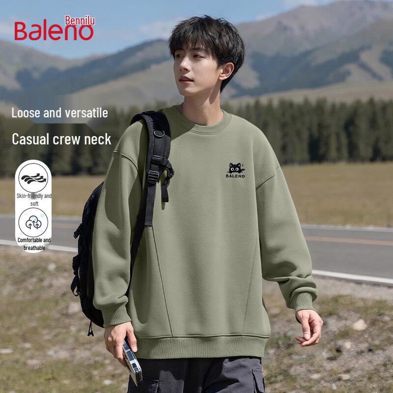 Baleno Men's Blue-Ear Cat Graphic Crewneck Sweatshirt
