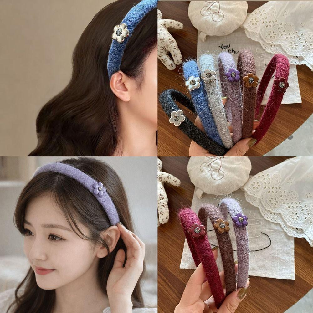 Exquisite Retro Headband Korean Style Thin Edge Hairband Flower Knitted Hair Band Women